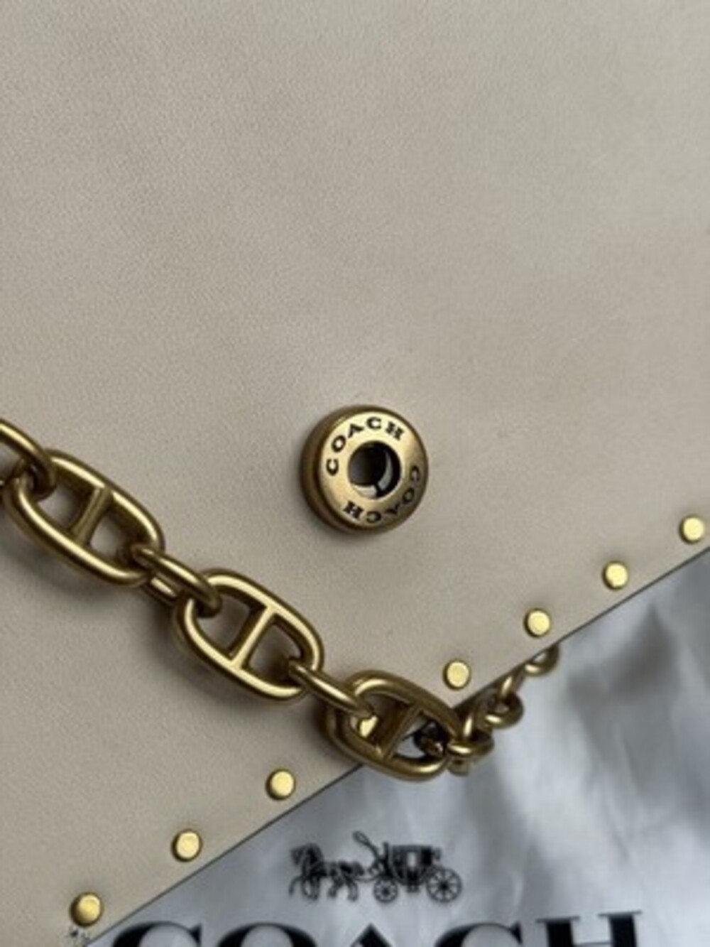 CLEAN! Coach Beat Shoulder Bag 18 Rivets Style 4600 TRIPLE STRAP Chain Leather - Picture 12 of 16